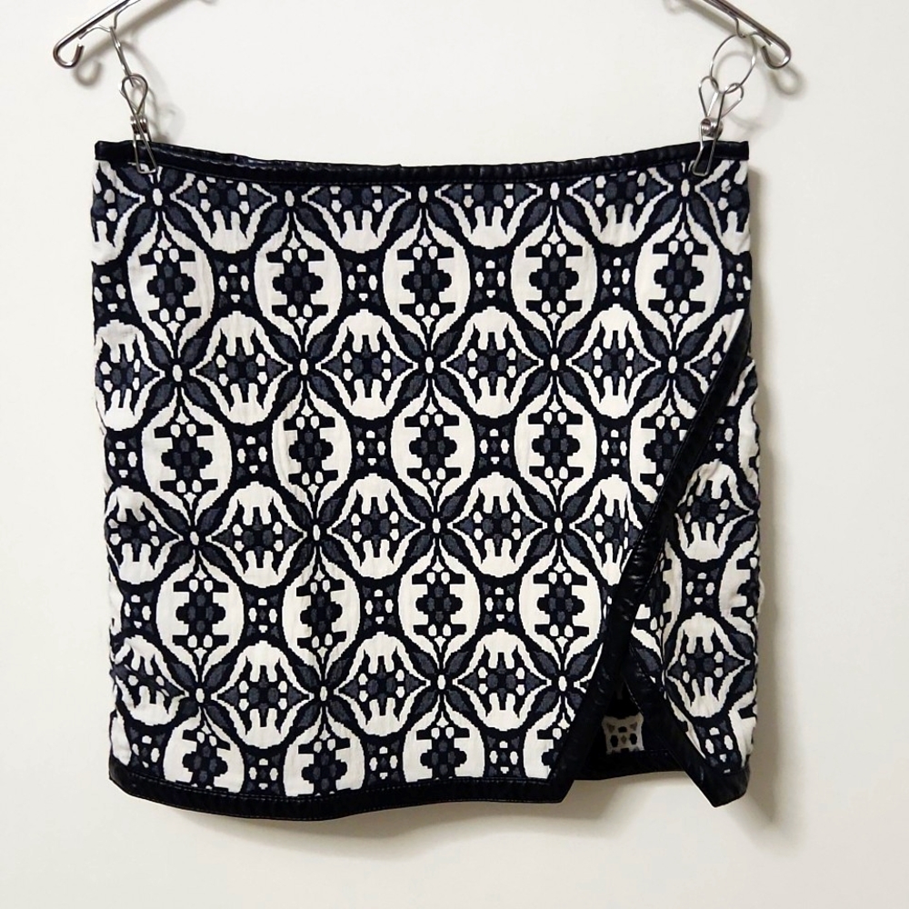 Express Black and White Wrap Mini Skirt